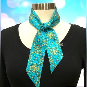 TORY BURCH TWILLY RIBBON TIE NECK SCARF BAG CHARM
